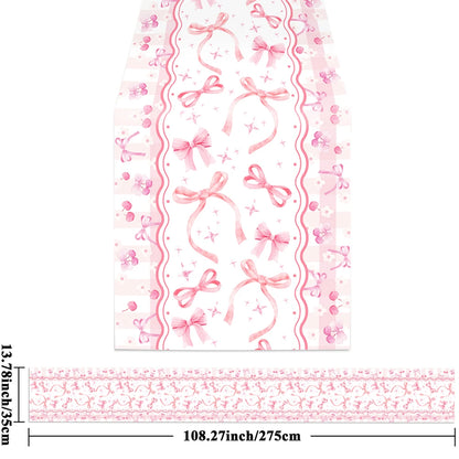 10pcs Bow Cupcake Toppers Birthday Bowknot Ribbons Coquette Pink Bow Cake Decors Bridal Baby Girls Wedding Party Supplies