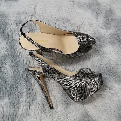 Women Pumps Stilettos 14CM Platform Stripper High Heels Sexy Open Toe Sandals Gladiator Party Dress Wedding Shoes Large Size 44