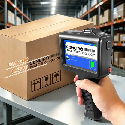 Cenliro Upgrated Handheld Inkjet Printer CL12B with Black Fast-drying Ink Cartridge for Date Batch Number Logo QR Code 600DPI