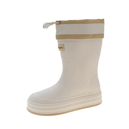 Women's Rain Boots Fashion Mid-calf Rubber Boots Outdoor Waterproof Garden Work Shoes Women's Rubber Galoshes Botas Lluvia Mujer