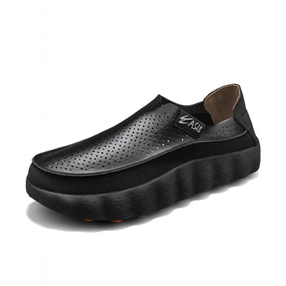 Fashion Men's Casual Shoes Outdoor Non-slip Walking Footwear Comfortable Loafers Thick-soled Leather Platform Driving Shoes