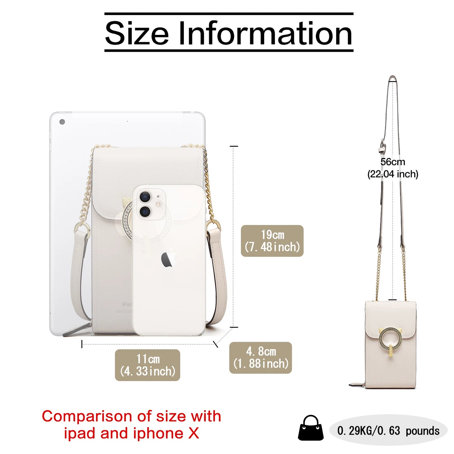 FOXER Fashion Split Leather Cellphone Bag Women's Shoulder Bag Light Luxury Female Crossbody Bag Mini Phone Travel Bag for Girl