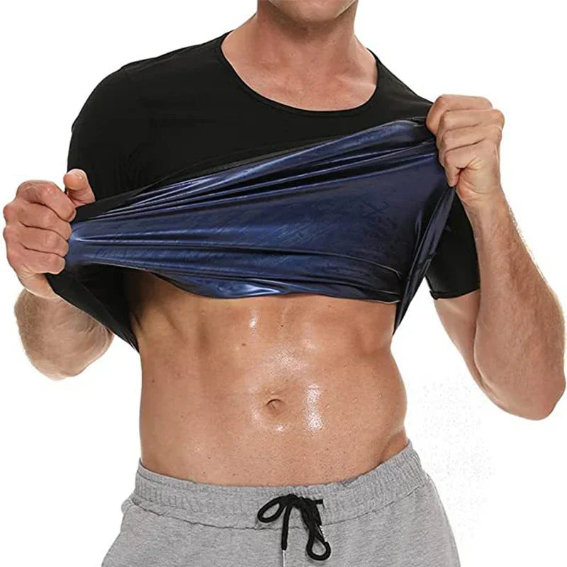 Men Sweat Sauna T-shirt Waist Trainer Suit Body Shapers Shapewear Corset Underwear Belly Control Fitness Fat Burn Tops