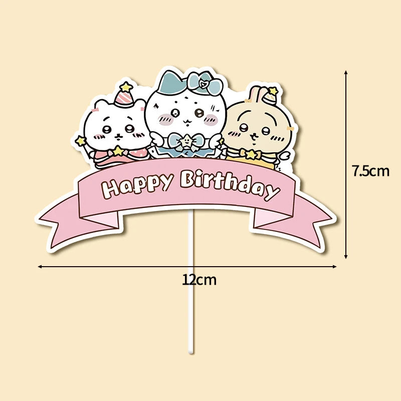 Chiikawa Anime Cake Toppers Set,Cute Kawaii Character Cupcake Picks Decorations for Kids Birthday Back to School Party
