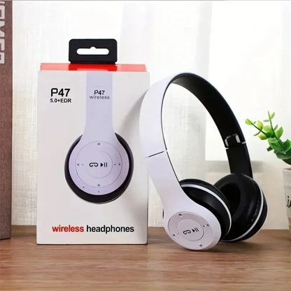 Wireless Headset Bluetooth 5.0 Foldable Sport Over Ear Headphones Stereo Bass Earphone for Running Gaming Phone Tablet