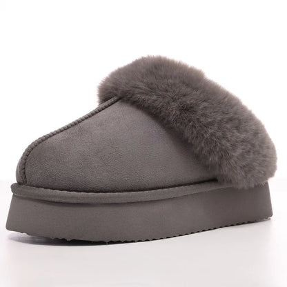 Comwarm Winter Suede Fur Slippers for Women Plush Home Slippers Fluffy Faux Fur Shoes Indoor Outdoor Furry House Fuzzy Slides