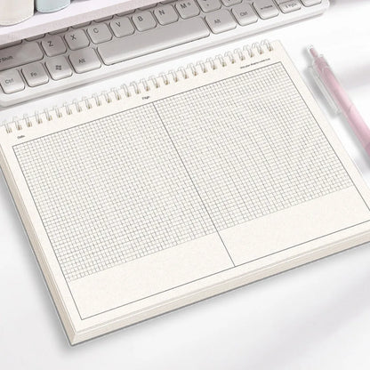 Multi-functional Thicken Paper Coil Notebook Grid/Horizontal Lines Partition Design B5 Notepad Flip-up Notepad School Office