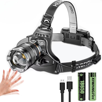 Powerful Headlamp 2*18650 Battery Rechargeable High Power LED Head Flashlight Fishing Head Lantern Professional Front Light