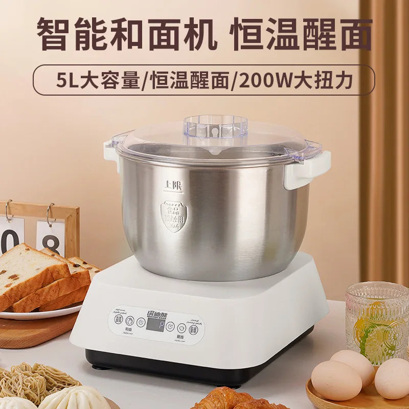 Automatic Dough Kneading Machine Constant Temperature Fermentation Proofing Multifunctional Commercial Stand Mixer 7L White