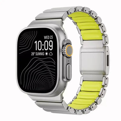 Titanium Fluoroelastomer Rubber Strap for Apple Watch Ultra 3 2 1 49mm 10 11 46mm Magnetic Band for Iwatch 9 8 7 45mm 6 SE 3 44m