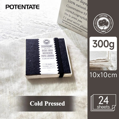 POTENTATE Cotton Fringed Watercolor Notebook 300g Hot/Cold Pressed Specific Watercolor Paper Drawing Book for Art Student