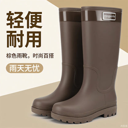 High-top rain boots, women's rain boots, lined adult outer wear, waterproof hiking boots, anti-slip shoes, durable sole