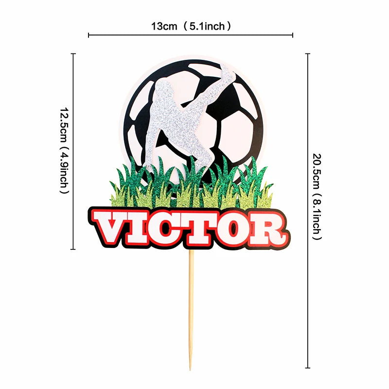 Football Cake Topper Boy Girl Soccer Happy Birthday Cupcake Toppers Party Dessert Wedding Decoration Baby Shower Baking Supplies