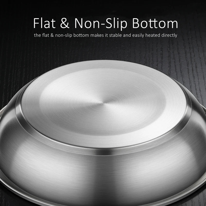 22/24/26cm Diameter Pure 304 Stainless Steel Platters LFGB Certified Fall Resistant Dinning Plate Well Polished Tableware