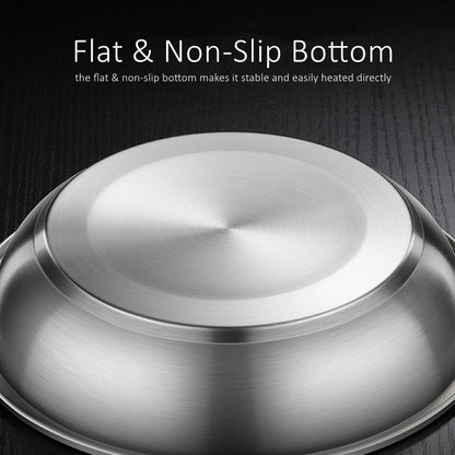 22/24/26cm Diameter Pure 304 Stainless Steel Platters LFGB Certified Fall Resistant Dinning Plate Well Polished Tableware