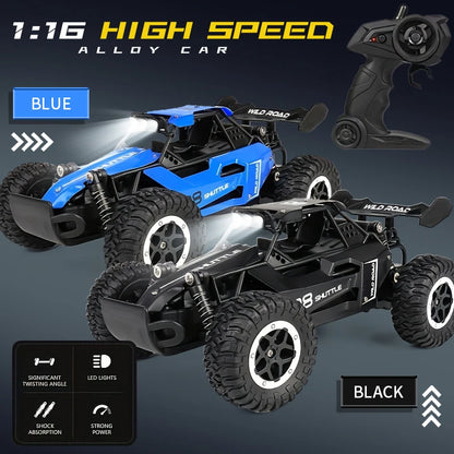 ZNLYRION 1:16 Alloy RC Off Road Car 2.4G Wireless Remote Control High Speed Buggy With LED Light Shock Absorber Kids Toy Racing Vehicle