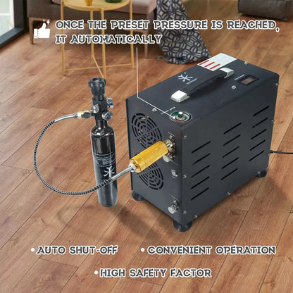 TUXING 4500Psi 300Bar PCP Air Compressor 800W Dual-Cylinder High Pressure Diving Compressor Auto Stop PCP Rifle Scuba Tank