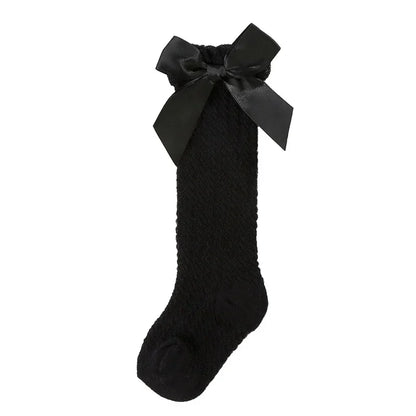 Baby Girl Socks Summer Fall Toddlers Bow Long Sock Kids Knee High Soft Cotton Mesh Bow Decorative Lace Stocking 0-3Year