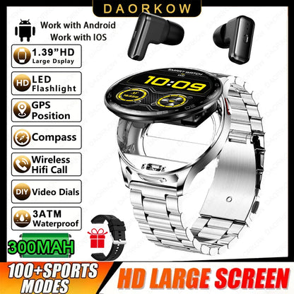 From DAORKOW Smartwatch TWS 2-in-1 Bluetooth Earphones With Built-in Speaker HIFI 9D Sound Quality Health Exercise Monitoring