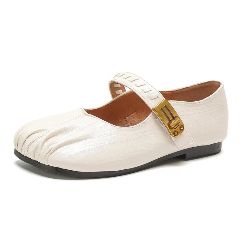 Pleated Retro Casual Flat Shoes Women Loafers Soft Sole Comfort Office Women Shoes Light Soft Leather Brand Ballet Flats Women