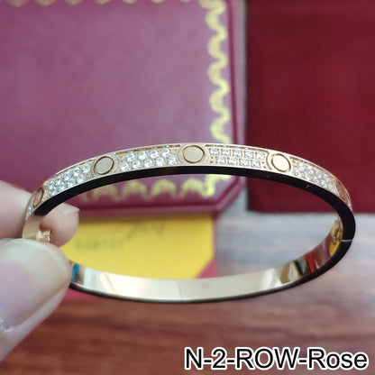 Rose Gold Silver Plated Diamond Studded Bangle Bracelet for Women 16 17 18 19 Size Fashion Jewelry Bracelets