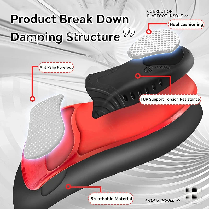 TPU Gel Shock Absorption Premium Orthopedic Sport Insoles for Feet Breathable Sole Pad Sport Arch Support Feet Pain Care Insole