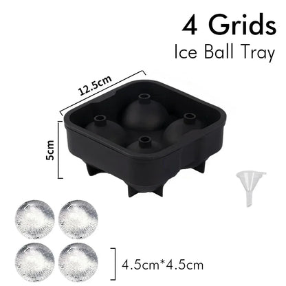 Ice Cube Tray Silicone Ice Ball Freezer Mold Square Ice Cube Maker with Lid 4/6/8 Grids for Whiskey Cocktail Coffee Accessories