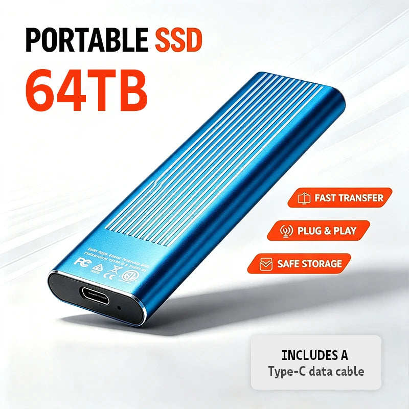 Mini Portable SSD 12TB High‑speed Authentic High‑performance for Desktop PC Mac Surveillance Monitoring Video File Data Storage