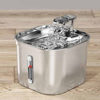 Cat Water Fountain 2.2L 304 Stainless Steel Three Gears Adjustable Inside Filters Silent Water Pump for Pet to Drink Water