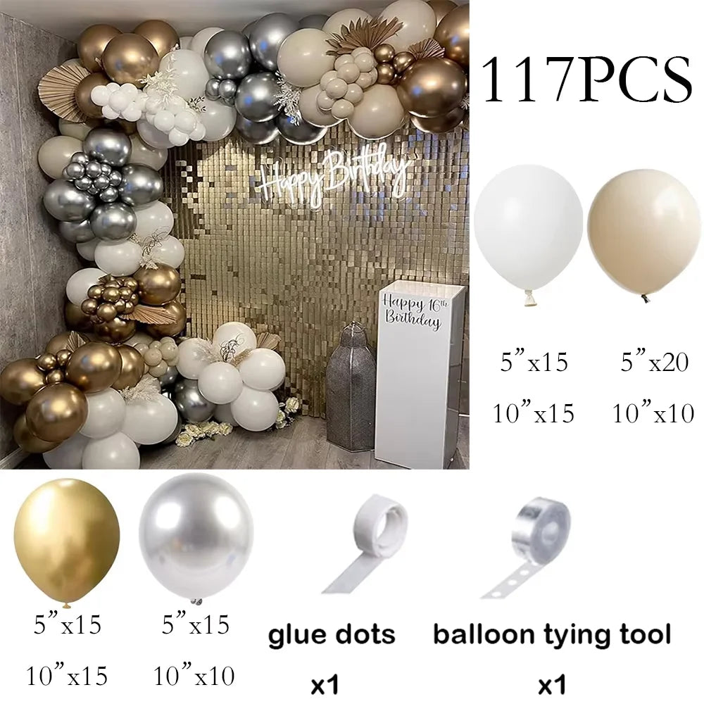 Metallic Gold White Balloons Garland 30th Birthday Party Decor Balloon Arch Kit Wedding Graduation Anniversary Decoration Globos