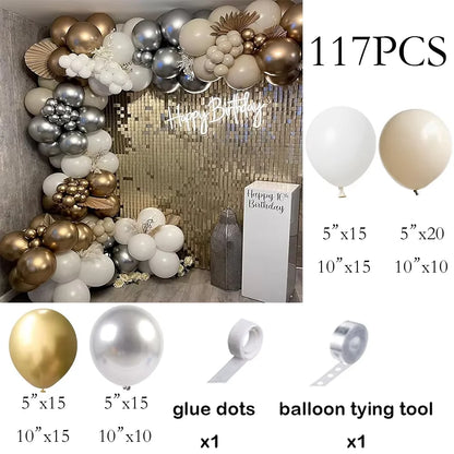 Metallic Gold White Balloons Garland 30th Birthday Party Decor Balloon Arch Kit Wedding Graduation Anniversary Decoration Globos