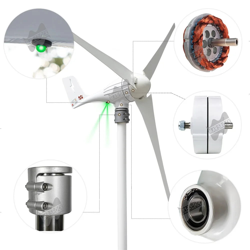 3 5Blades 600W 12V 24V Wind Turbine Generator With MPPT Controller High Effcient Household Wind Generator for Battery Charge