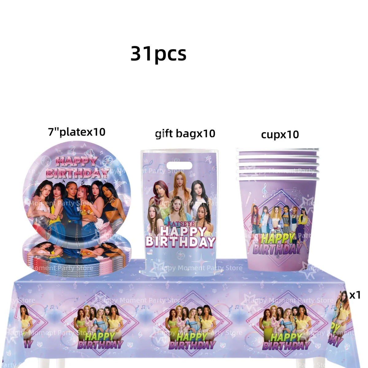 Kpop Katseye Party Decoration Tableware Tablecloth Cup Plate Napkin Sticker Bags Balloons Baby Shower Kpop Party Favors Supplies