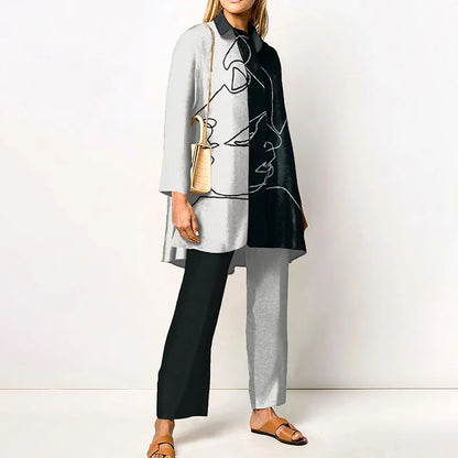 Long Sleeve Turn Down Collar Casual Outfits Ladies Button Tops Wide