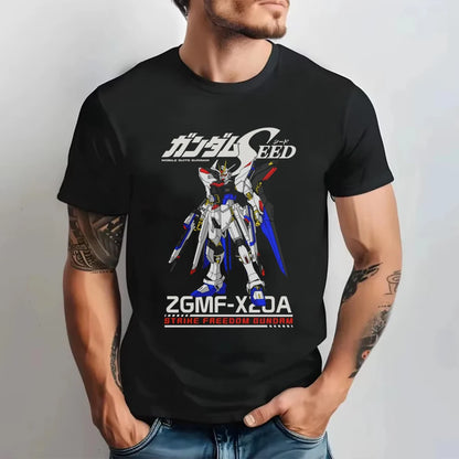 Gundam Japanese Anime Printed Men's T-Shirt Boy Children's Harajuku Short Sleeve Kids 90s Anime Gundam T-shirt Clothing Tee Tops