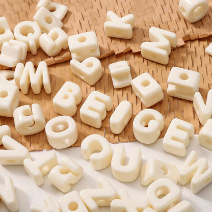 20pcs Beige Acrylic Large Hole Letter Loose Beads DIY Necklace