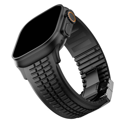 Sports Silicone Band for Apple Watch Ultra 2 49mm 46mm 45mm 44mm Luxury Metal Bracelet for iWatch Series 10 9 8 7 6 5 4 Se Strap
