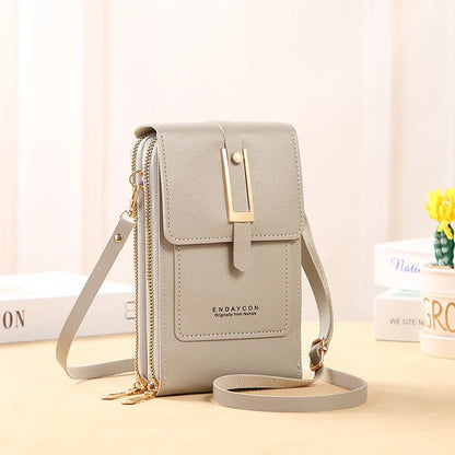 Women’s Mini Crossbody Handbag Purse, Touch Screen Phone BagS, Multi Card Zipper PU Leather Shoulder Bags for Daily Shopp Dating