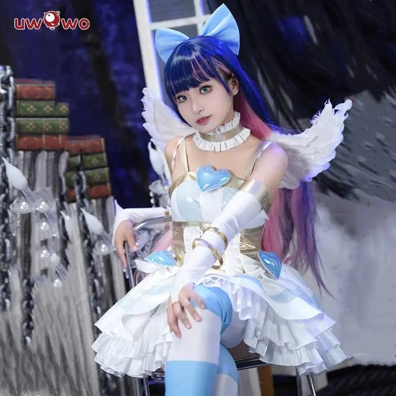 IN STOCK UWOWO Cosplay Stockingg Anarchyy Angell Cosplay Costume Dress with Wings Full Set Halloween Costumes
