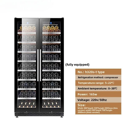 Dual-Door Dual-Zone Home Wine Cooler – Refrigerated Cabinet with Constant Temperature and Humidity Control
