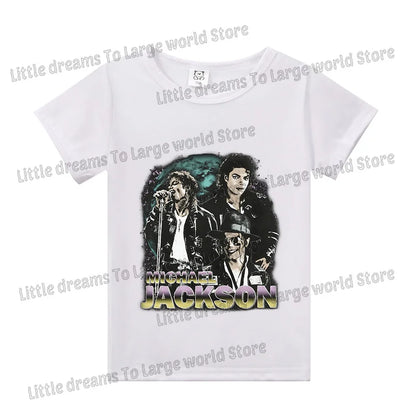 Michael Jackson T-shirt Children Clothing Singer Printed Cotton Tops Boy Girl MJ Summer Tee Shirts Casual Clothes Birthday Gift