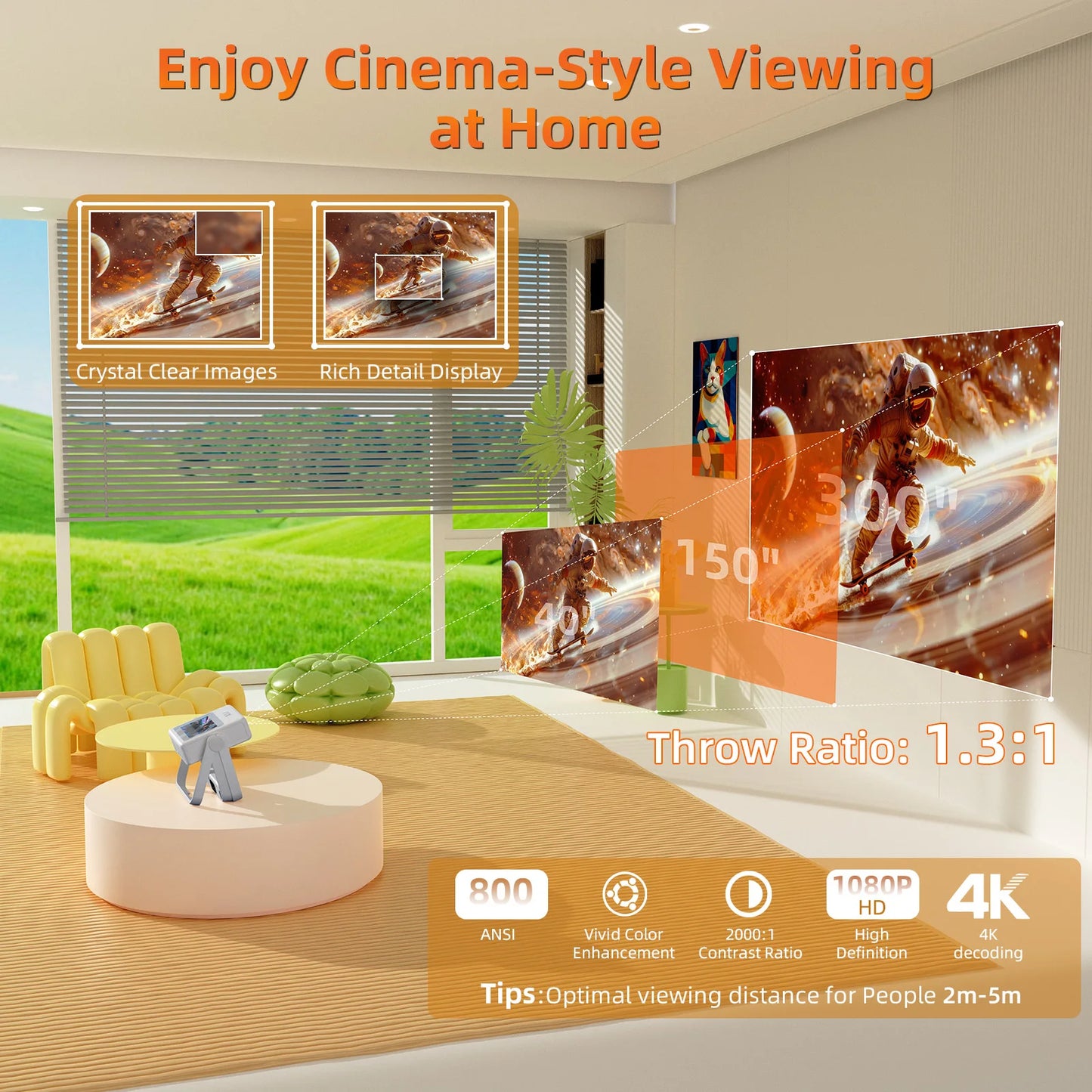 XBJ A5Pro 1080p Smart Projector With Screen Wifi6 BT5.2 Auto Focus Portable Projector 4k Home Cinema Indoor Outdoor