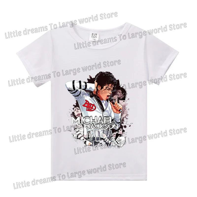 Michael Jackson T-shirt Children Clothing Singer Printed Cotton Tops Boy Girl MJ Summer Tee Shirts Casual Clothes Birthday Gift