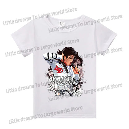 Michael Jackson T-shirt Children Clothing Singer Printed Cotton Tops Boy Girl MJ Summer Tee Shirts Casual Clothes Birthday Gift