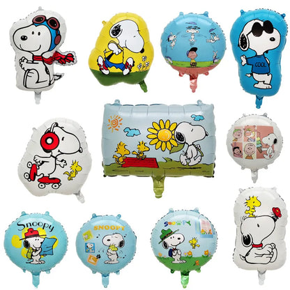 Happy Birthday Party Decorations Dog Banner Flag Foil Latex Balloons White Anime Supplies Baby Boy Girl Kids Cute Toy Gifts