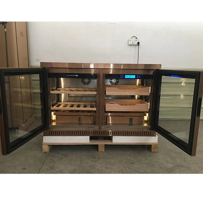Compressor Small Side By Side Wine Cigar Cooler Refrigerator Humidor Cabinet for Home Office Bar Club Private Collection