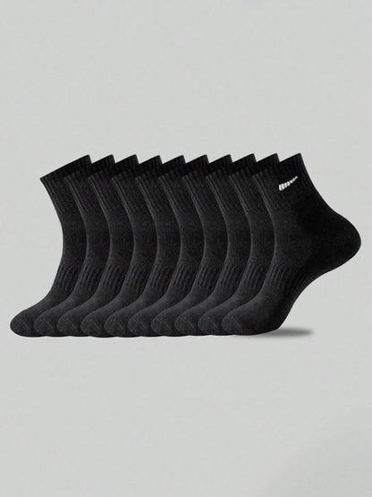 10-Pair Black Sock Pack - Extra-Soft, Comfortable Casual-Style Socks Crafted From Premium Breathable Cotton, Perfect For Everyd