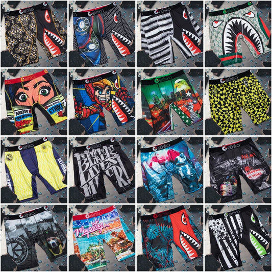 ETHIKA 1Pcs Men Underwear Boxers Breathable Mesh Crotch Man Underpants Plus Size Mens Panties L-3XL Printed Men's Boxers Briefs