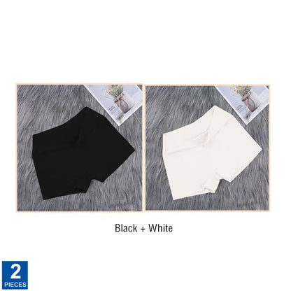 2Pcs Women Ice Silk Boxer Panties Cotton Crotch Antibacterial Underpants Sexy Seamless Safety Pants Thin Fast Dry Underwear