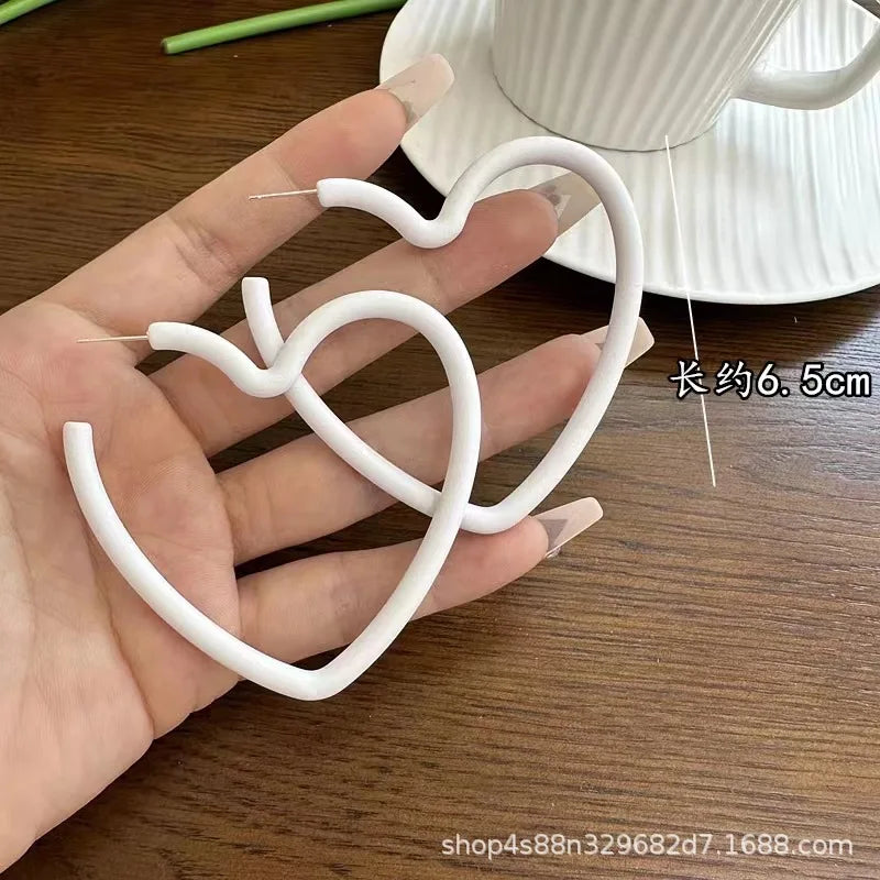 Simple Big Round Star Heart Hoop Earrings For Women Geometric Plastic Exaggerated Earring Hyperbole Trendy Ring Earrings Jewelry